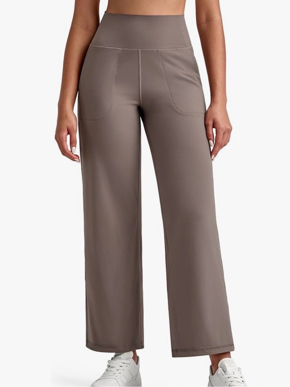 NWOT 🩶 High Waisted Taupe Track Pants - 31” Inseam - Picture 7 of 8